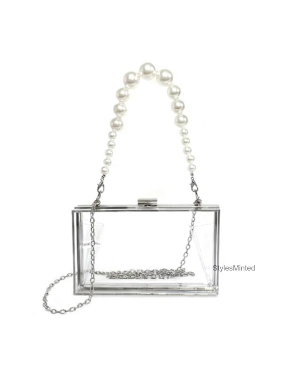 Clear Acrylic Rhinestone Chain Clutch Evening Bag Luggage